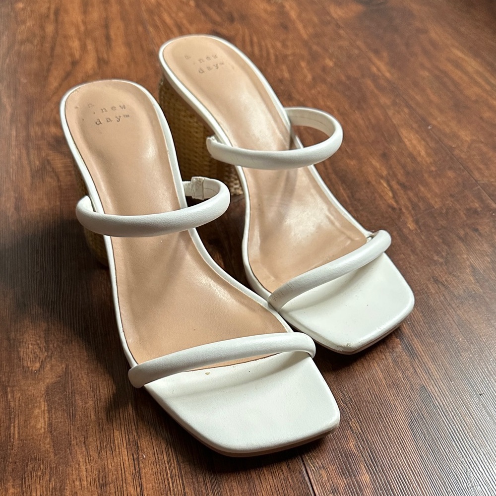 A New Day Women's White Strappy Heels